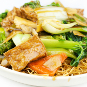 E117. Tofu and Assorted Vegetable Chow Mein