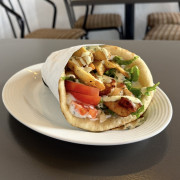 Chicken Souvlaki on a Pita Wrap