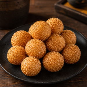 J13. Sesame Red Bean Balls (10 pcs)  芝麻红豆球 (10个)