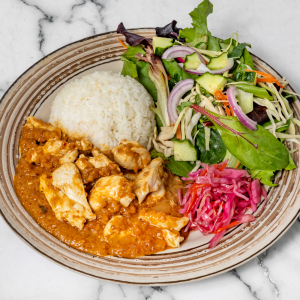 Chicken Satay with Rice & Salad