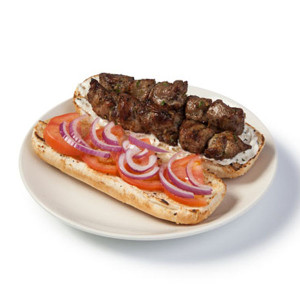 Pork Souvlaki on a Pita Wrap