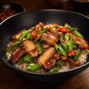 G01. Farmhouse Stir-Fried Pork Rice Bowl 农家小炒肉盖饭
