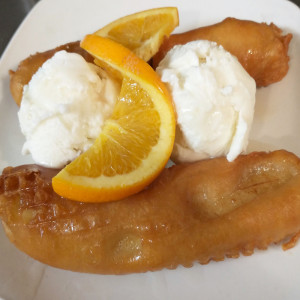 D2. Deep-Fried Banana with Vanilla Ice Cream