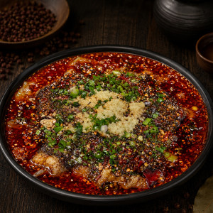 B05. Sichuan Boiled Pork Slices 传统水煮肉片 (中辣)