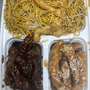 I. Chicken Chow Mein, Ginger Beef, Honey Garlic Chicken