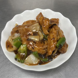 F10. Stir-Fried Fish with Black Bean Sauce