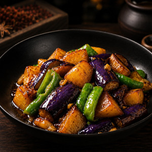 C03. Stir-Fried Potato, Eggplant & Green Pepper 地三鲜