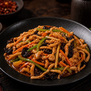 B02. Yu Xiang Shredded Pork 老派鱼香肉丝 (微辣)