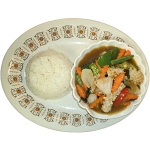 4. Basil Squid Served with Rice