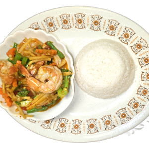 23. Spicy Shrimps Served with Rice