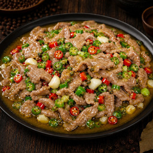B13. Sichuan Beef with Fresh Chilies 巴蜀鲜椒牛肉 (中辣)