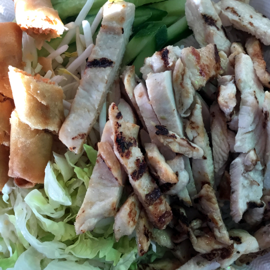 34. Charbroiled Chicken and Spring Rolls Vermicelli Bowl