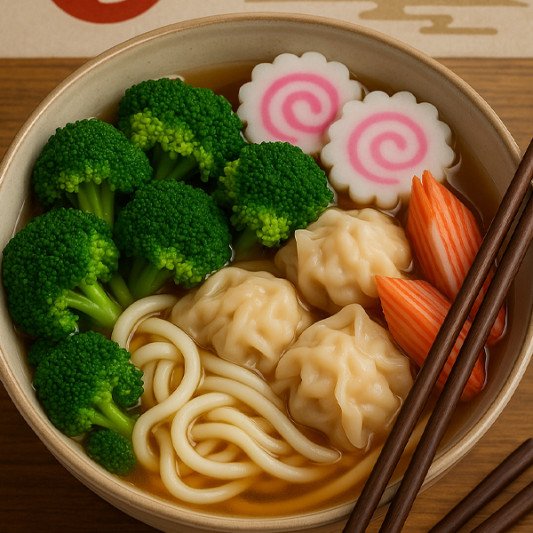 Udon aux dumplings de crevettes