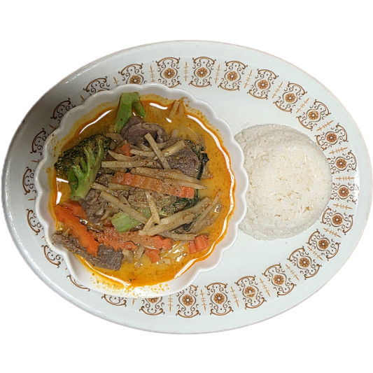 20. Red Curry Beef Served with Rice