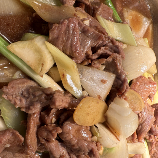 Ginger Beef and Green Onions in Oyster Sauce