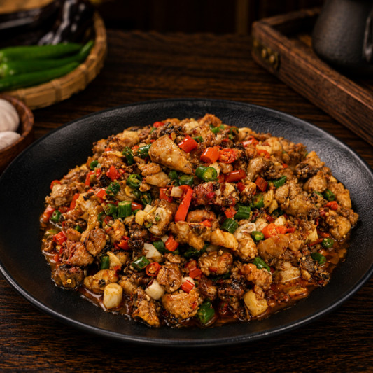B07. Zigong Stir-Fried Chicken with Two Chilies 自贡火爆双椒鸡丁 (中辣)