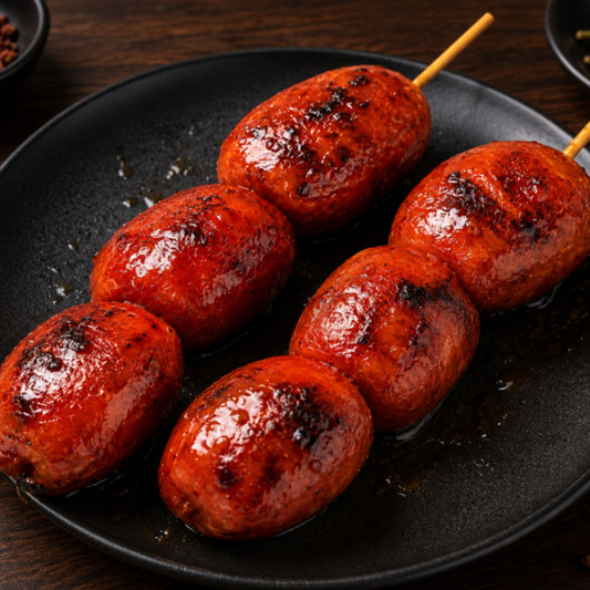 J10. Grilled Sausage Skewers (2 pcs) 烤香肠 (2串）
