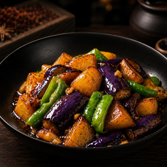 C03. Stir-Fried Potato, Eggplant & Green Pepper 地三鲜
