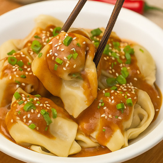 13. Wonton aux crevettes au beurre d&rsquo;arachide (8 mcx)