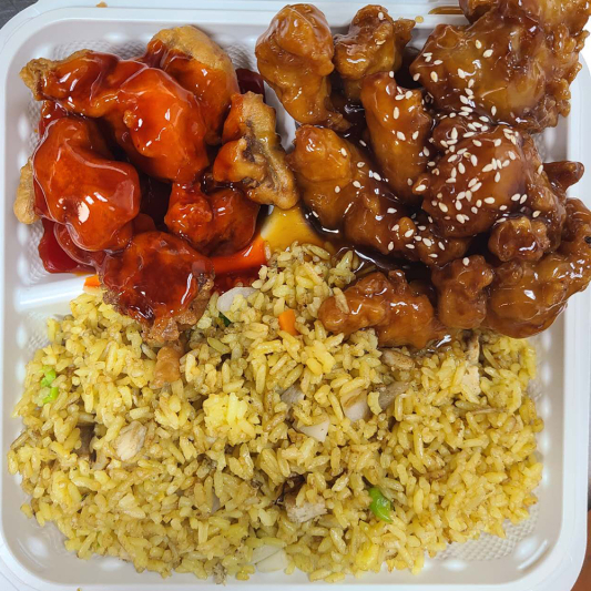 C4. Vegetables Spring Roll, Sweet and Sour Pork and Sesame Chicken