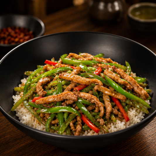 G05. Shredded Pork with Green Peppers 尖椒肉丝盖