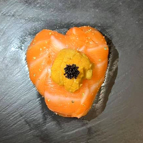 Salmon Uni Sushi Heart Pizza