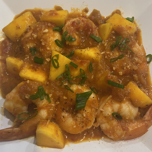 Shrimp and Mango with Coconut Curry Sauce