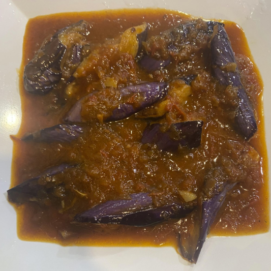 L3. Eggplant Curry with White Rice
