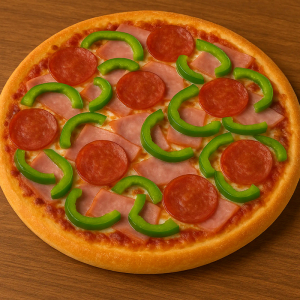 #19. Ham, Pepperoni & Green Pepper Pizza