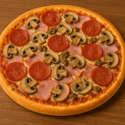 #18. Ham, Pepperoni & Mushroom Pizza