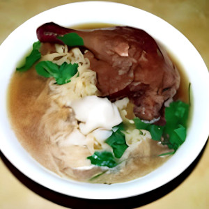 Duck Leg and Wonton Noodle Soup