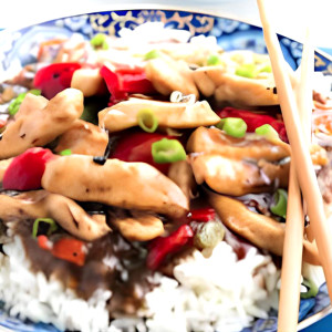 Chicken with Black Bean Sauce on Rice