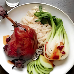 BBQ Duck Leg and Soy Sauce Chicken Leg on Rice