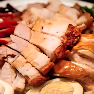 Four BBQ Items on Rice