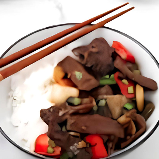 Beef with Black Bean Sauce on Rice