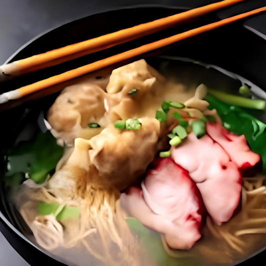 BBQ Pork and Wonton Noodle Soup