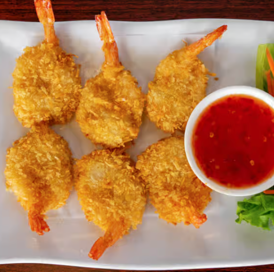 A5. Fried Coconut Shrimp / Tom Dua Chien (6 pcs)