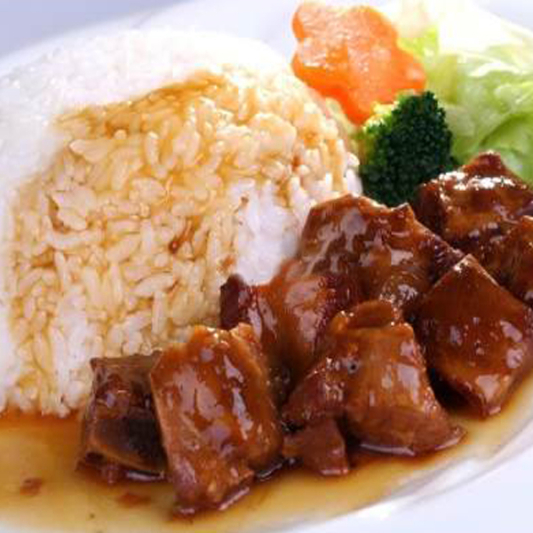 Braised Pork Rib & Fried Egg Rice Set with Soup 红烧排骨煎蛋饭配例汤