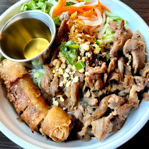 26. Grilled Pork & 1 Spring Roll on Vermicelli Noodle Bowl