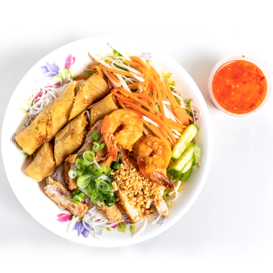 18b. Grilled Shrimp and Spring Roll on Vermicelli