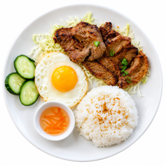 Vietnamese Pork Chop with Egg & Rice