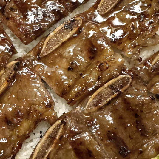 66. Korean BBQ Beef Short Ribs on Steamed Rice