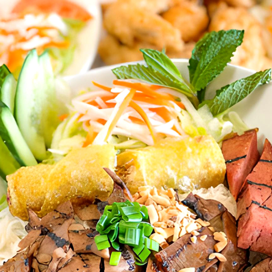 B4 Grilled Pork with Spring Roll and Grilled Sausage Vermicelli (B&uacute;n Thịt Nướng, Nem Nướng, Chả Gi&ograve;)