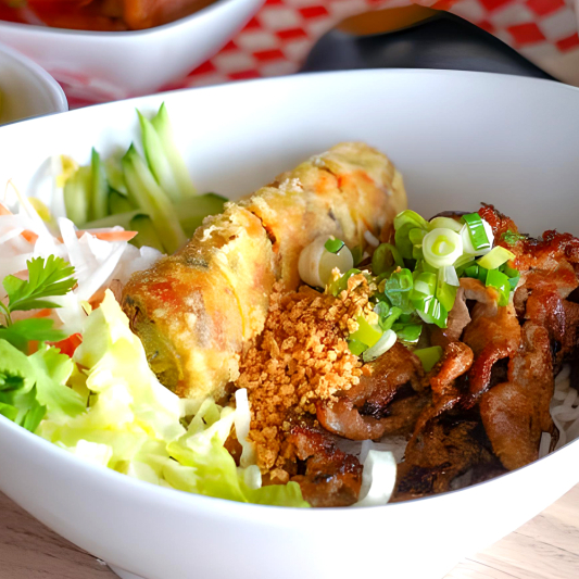 B2 Spring Roll & Grilled Meat Vermicelli (B&uacute;n Chả Gi&ograve; Thịt Nướng)