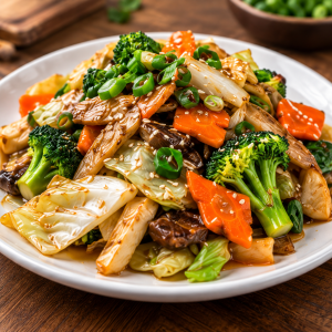 Vegetarian - Stir Fried Mixed Veggies with Rice or Rice Noodles