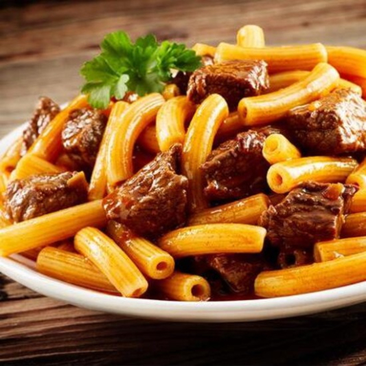 81. Vietnamese Style N.Y. Beef Cubes with Macaroni