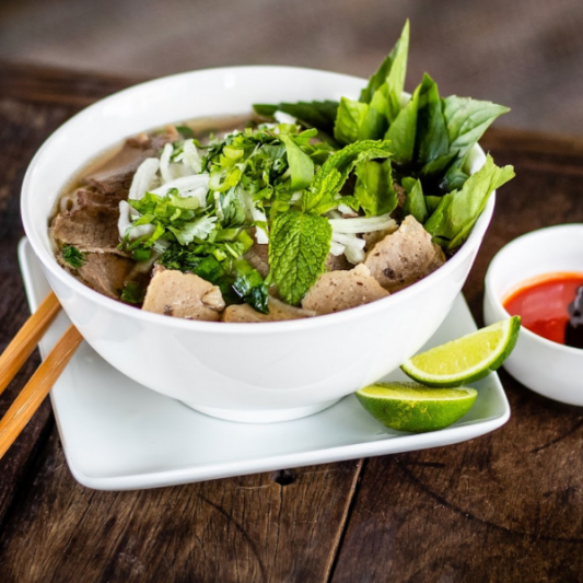 30. Well-Done Beef & Meatball Pho
