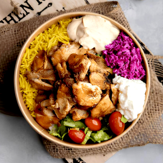 Barak's Butter Chicken Shawarma Bowl