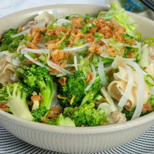 36. Vegetables and Pork Wonton with Yellow Noodle in Soup / M&igrave; Ho&agrave;nh Th&aacute;nh, Rau Cải