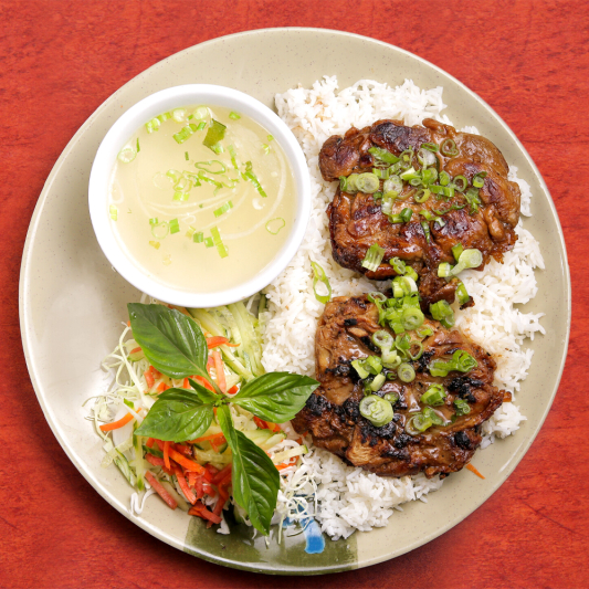 53. Grilled Lemongrass Chicken with Steamed Rice / Cơm G&agrave; Nướng Sả / 燒香茅雞肉飯